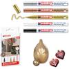 edding 751 Marcatori a Vernice Lucida, Nero, Bianco, Oro, Argento, Rame, Set da 5, Punta Rotonda 1-2 Mm, Pennarello Indelebile per Vetro, Pietra, Legno, Plastica, Impermeabile, Alta Copertura