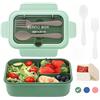 Bugucat Lunch Box 1200ML, Portapranzo per Adulti e Bambini Bento Box Contenitori 3 Scomparti, Pranzo Pranzo da Ufficio, Porta Pranzo ermetico con Forchetta e Cucchiaio Microonde Sicuro
