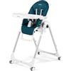 Peg Perego Prima Pappa Follow Me Seggiolone Pappa Neonati Reclinabile, Funzione Sdraietta, 4 ruote, Pieghevole e Ultracompatto, per Bambini da 0 a 3 Anni (0-15 kg), Petrolio