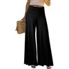 Osheoiso Donna Pantaloni a Gamba Larga Elegante Pantaloni Larghi Casual Vita Alta Pantaloni Taglie Forti Casual Pantaloni della Tuta a Zampa Pantaloni con Elastico Nero S