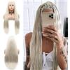 AFBeauty Parrucche intrecciate bionde platino per donne afro parrucca a treccia bianca lunga dritta pre-pizzicata Micro trecce sintetiche senza colla parrucca anteriore in pizzo resistente al calore capelli