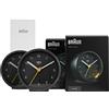 Braun Orologio Sveglia Analogico Classico Funzione Snooze e Luce, Movimento al Quarzo silenzioso, Suono Sveglia Beep con crescendo, colore nero, modello BC12B (2 Pack).
