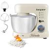 BEPER BP.200 Impastatrice Planetaria professionale 4,5L, Potenza 1000W, 8 Velocità e Funzione Pulse - Frusta, Paraschizzi e Gancio Inclusi, Bianco