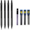 Generic Matite automatiche per disegno artistico, 0,3, 0,5, 0,7, 2,0 mm, basso centro di gravità, pennino retrattile, in metallo, con confezione regalo (4 nero 0,3 0,5 0,7 2,0)