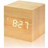 CLICLED Orologio sveglia digitale legno display led data cubo orologio da tavolo 1293