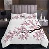 Tbrand Set copriletto trapunta giapponese con fiori di ciliegio, copriletto trapuntato per bambini e bambine, fiori rosa, copriletto trapunta con rami di albero, biancheria da letto singola 2 pezzi