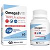 Marco Viti Omega3 Viti Tripla Azione, Integratore ad Alta Concentrazione di Omega-3 per Cuore, Cervello e Vista, Assunzione Giornaliera, 60 Capsule da 700 mg