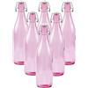 KWARE Bottiglie in vetro stile vintage da 1 litro, ideali per uso domestico o commerciale, da riempire con acqua, vino, liquore, olio, birra, grappa o liquori (rosa)