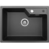 Sofetiy Lavandino Cucina Nero 60x45 cm, Lavello Cucina 1 vasca in Granito, Lavabo Cucina Incasso al mobile 60cm, con Sifone e troppopieno