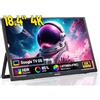 Kinhank Monitor Portatile 4K 18,4 Pollici Schermo Portatile con Google TV OS,3840*2160 UHD,HDR,85% NTFC,IPS Portable Monitor per PC Laptop Xbo PS5 Telefono USB C/HDMI, Compatibile con VESA, Supporto Integrato