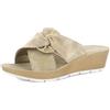 inblu Ciabatte Donna a Zeppa 5cm con Doppia Fascia Incrociata e Decoro a Fiocco, Plantare in Ecopelle Imbottito, Sabbia, 40 EU