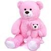 SNOWOLF Gigante XXL Orsacchiotto di Peluche 110cm 130cm Orsacchiotto Grande Morbido Orsacchiotto Peluche Regalo per Compleanno, San Valentino o Natale (FamilyPink, 100cm)