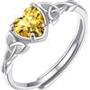 ChicSilver Anelli Donna Argento 925 Regolabili con Citrino Pietra Portafortuna Novembre, Cuore Blu, Confezione Regalo