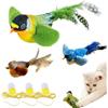FOSDICK 3 Pezzi Uccello Volante per Gatti, Flappy Bird Cat Toy, Uccellino per Gatti Che Vola Simulato che Squittisce, Giochi per gatti di Peluche, Interattivo Giochi Gatto, Gioco Gatto con Erba Gatta