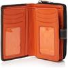 VISCONTI ® Portafoglio Donna Vera Pelle con protezione RFID Porta Carte di Credito con Portamonete Borsellino Portafogli Porta Banconote - COLORADO (nero/arancione / (Blk/Orange))
