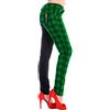 Ro Rox Banned Pantaloni Attillati metà Scozzesi a Quadri da Donna Split Emo Punk Moda Alternativa, Verde, S
