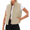 Generic Donna Casual Caldo Tinta unita Giacca Giacca Gilet Imbottito Cardigan Nero Corto, beige., XL