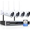 REIGY 5MP Kit Videosorveglianza Wifi Esterno con 1TB HDD, Sistema Telecamera Sorveglianza 16CH NVR+ 4 * 1920P Camera Outdoor, IP66 Impermeabile Audio Bidirezionale Visione Notturna Colorata