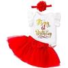 xuntao Abiti Vestito Bambina 3 Pezzi Neonata Primo Compleanno Abbigliamento Pagliaccetto+Tutu Gonna+Fascia Rosso 1 6-12 mesi