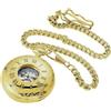 Pierre Bonnet Orologio da Tasca Taschino Meccanico Carica Manuale |Uomo Cassa 47mm | Movimento a Vista | Coperchio a Scatto | Movimento a Vista | Vintage Classico (DORATO)