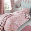 Happy Linen Company Set copripiumino - unicorni ed arcobaleni - double face - per lettino - rosa