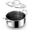 INTIGNIS® Pentola con Coperchio | Casseruola Antiaderente in Acciaio inox con Coperchio | Compatibile con l'induzione | Resistente ai Graffi | Adatta al Forno | Resistente (5 Litro)