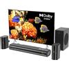Hiwill Soundbar TV con Dolby Atmos, Sound Bar 300W su 4.1 Canali con Subwoofer, 2 Altoparlanti Surround Anteriori Cablati, Home Theater 3D, HDMI eARC/Bluetooth 5.3/Ottico/AUX, HiElite A41