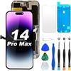 DIGI4U Schermo di Ricambio per iPhone 14 PRO Max, da 6,7 Pollici, per 14 PRO Max Kit di Riparazione per Display LCD, con Adesivo per Telaio+Pellicola Proteggi Schermo+cacciaviti magnetici