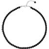 FOCALOOK Collana Girocollo Donna Perle di Cristallo da 6 mm Colore nero con Catenina Acciaio 40cm+ 5cm Girocollo Donna Perle Collana Donna Perle Collana Perle Donna
