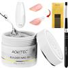 Aokitec Builder Nail Gel Set - 60g Gel per Estensione Unghie Trasparente Set Manicure per Miglioramento Unghie con 100 Dischetti per Unghie e Pennello per Unghie Acriliche per Principianti