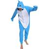 Guturris Squalo Pigiama Animali Cosplay Costume Onesie Halloween Adulto Pigiama Intero Invernale Uomo Donna Blu Scuro XXL
