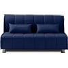 EVERGREENWEB MATERASSI & BEDS EVERGREENWEB - Divano Letto 3 Posti con Materasso Matrimoniale 140x190 Ortopedico, Prontoletto RICHIUDIBILE con Rivestimento SFODERABILE e Lavabile, Coppia Cuscini SUPERSOFT Abbinati color Blu EVENING