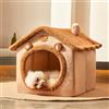 Jiupety Cuccia Cane Interno Chiusa Taglia Piccolo con Motivo a Stella, Cuccia Pelosa per Cani da Interno Taglia M 48 x 41 x 38 CM, Small Cat Dog House, Brown Bear