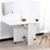 BAKAJI Tavolo da Pranzo Salvaspazio, Scrivania Pieghevole Richiudibile Allungabile con Libreria 2 Scomparti Ripiani a Scomparsa e Ruote, Design Multiuso Moderno 140 x 80 x 74 cm (Bianco)