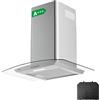 CIARRA AWS6506B Cappa Aspirante 60 cm 3 Velocità - 650 m³/h -Riciclaggio o Evacuazione-con Filtro Carbone CBCF004 -Cappa Decorativa a Parete Acciaio Inox