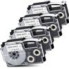 Pristar 4x Nastri per Etichette Compatibile per Casio XR-12WE XR12WE per Casio EZ KL-60 KL-70e KL-100 KL-120 KL-130 KL-200 KL-200E KL-300 KL-750 KL-820 Etichettatrice, 12 mm x 8 m, nero su bianco