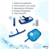 Poolstyle Kit Manutenzione Piscina con Retino + Kit Analisi Acqua + Aspirafango + Termometro & Spazzola
