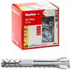 Fischer 100 Tasselli Lunghi SX Plus 6x50 mm per Muro Pieno, Mattone Forato, Muratura, Calcestruzzo, per il Fissaggio di Lampadari, Mobili, Pensili, Mensole, 568106