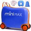 Aerolite MiniMax 45x36x20cm Valigia cavalcabile bambini per Easyjet 29L Trolley Bagaglio a mano per bambini - Set di bagagli 45x36x20 con borsa, cuscino da viaggio e adesivi - Blu