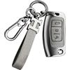 RXXR Custodia per Chiave Auto Grigia Compatibile con Ford Fiesta Focus Galaxy Kuga C-Max S-Max Mondeo MK4, Custodia per Telecomando Ford con 3 Pulsanti a Ribalta Pieghevole