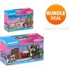 Playmobil due set casa delle bambole 70894 sala da pranzo e 70896 terrazza gi...