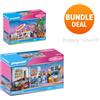 Playmobil due set casa delle bambole 70896 giardino terrazza e set 70970 cuci...