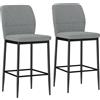 HOMCOM Set 2 Sgabelli Bar in Velluto Moderni con Poggiapiedi e Schienale, 41x52x97 cm, Grigio