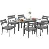 Outsunny Set da Giardino con Tavolo Allungabile e 6 Sedie Impilabili con Cuscini, Grigio
