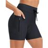 baleaf - Pantaloncini da ciclismo da donna, con imbottitura, vita alta, intimo da ciclismo, con cerniera e tasche, per bicicletta, Grigio scuro, M