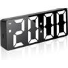 Homirty Orologio Digitale, Sveglia con Display a LED a Specchio, Sveglia da Comodino Snooze con Visualizzazione, Ampio Display LED Digitale/Data/Della/Temperatura (Nero)