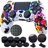 9CDeer 1 Pezzo di Siliconi Studded Trasferimento dell'Acqua Protettivo Manica Caso Copertura Cover Skin 8 Thumb Grips 2 a Prova di Polvere Spine per Controller PS4/Slim/Pro, Spruzzi di graffiti