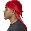 Veeta Durag in Morbido Velluto per Uomini e Donne - Cinghie Lunghe Doppie Larghe, Fodera Setosa, Tripla Cucitura - Orange Crush, Taglia Unica