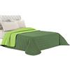 Italian Bed Linen Elegant Trapuntino Estivo, Microfibra, Verde Scuro/Verde Mela, Matrimoniale, 260x270cm
