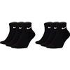 Nike 6 paia di calzini corti da uomo e donna, bianco, nero, set risparmio SX7667 calze sportive per la vita tutti i giorni in cotone, lunghe alla caviglia, suola imbottita, taglia 34, 36, 38, 40